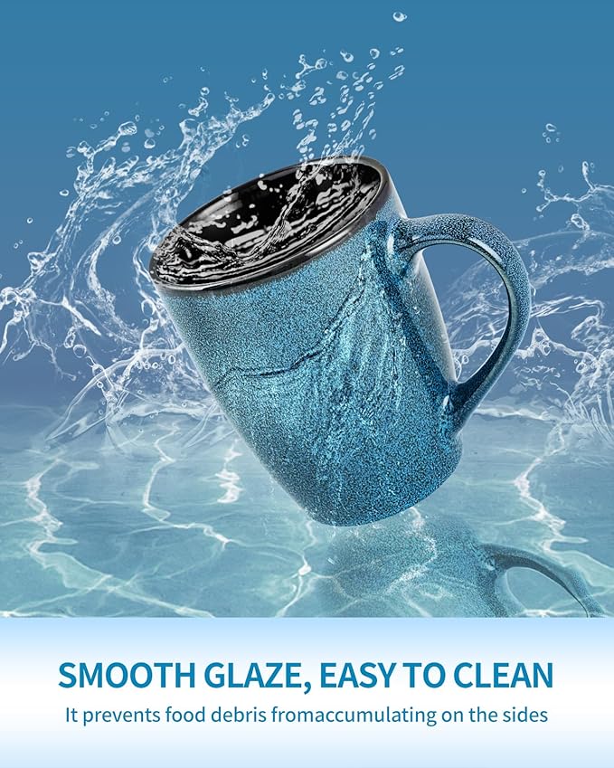 Ceramic Mugs 12oz,Large Ceramic Coffee Cups for Men, Women, Dad, Mom, Modern Coffee Mugs With Handle For Tea,Latte,Cappuccino,Cocoa. (blue 4pack)