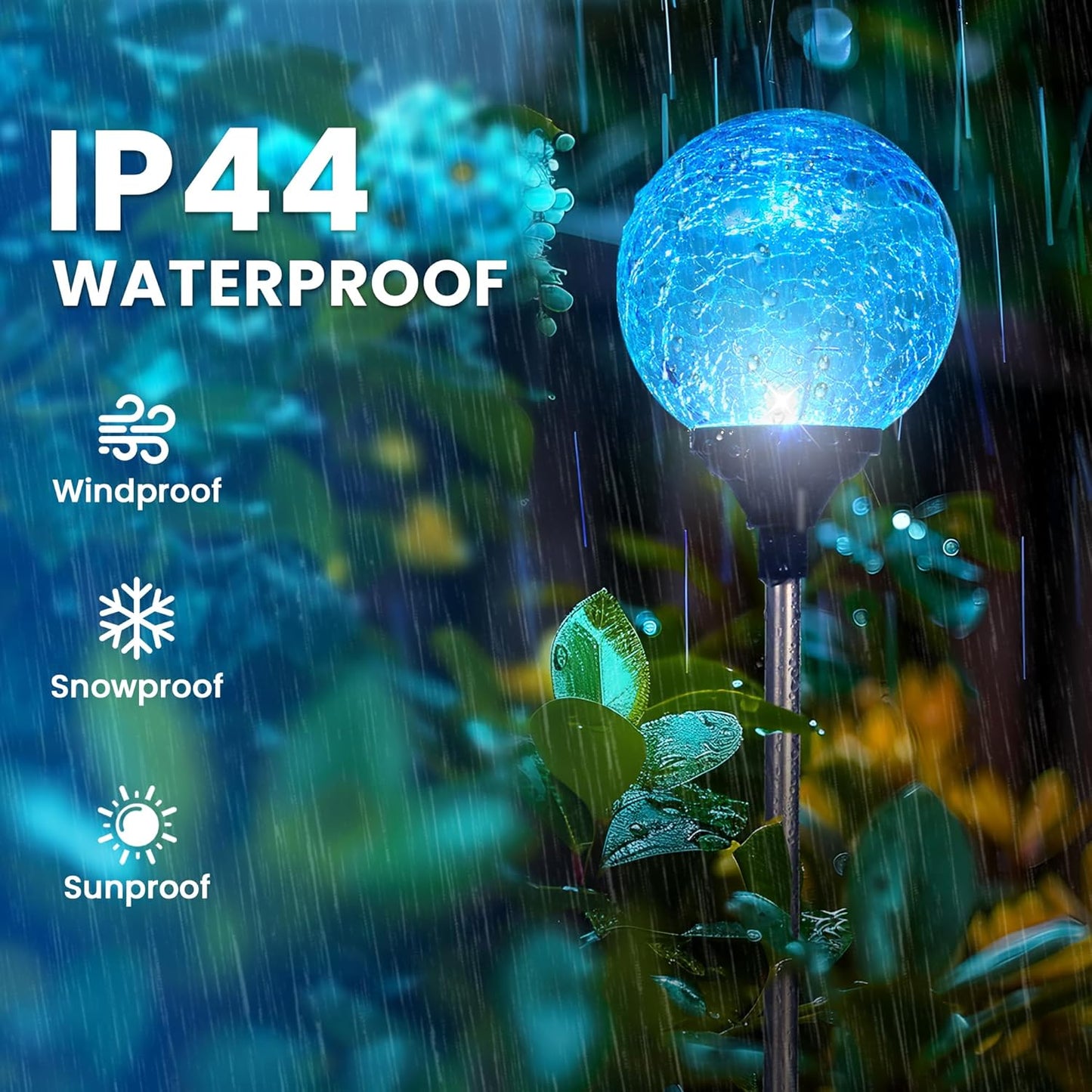 Gigalumi Solar Garden Lights 6 Pack, Solar Globe Lights Outdoor Waterproof, Solar Lights Outdoor Decorative for Yard, Multi-Colored Changing Garden Globes Cracked Glass Ball with LED Lights