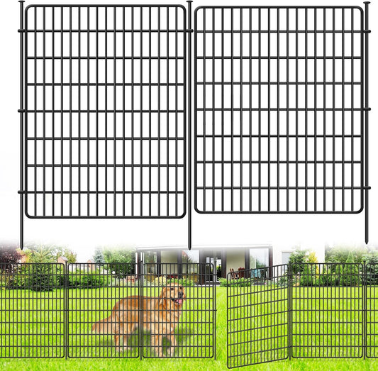 10 Panels No Dig Fence, 32 in(H) X 24 ft(L) Garden Decorative Fence Animal Barrier for Dogs, Rustproof Metal Garden Edging Border for Outdoor, Yard, Patio, Black