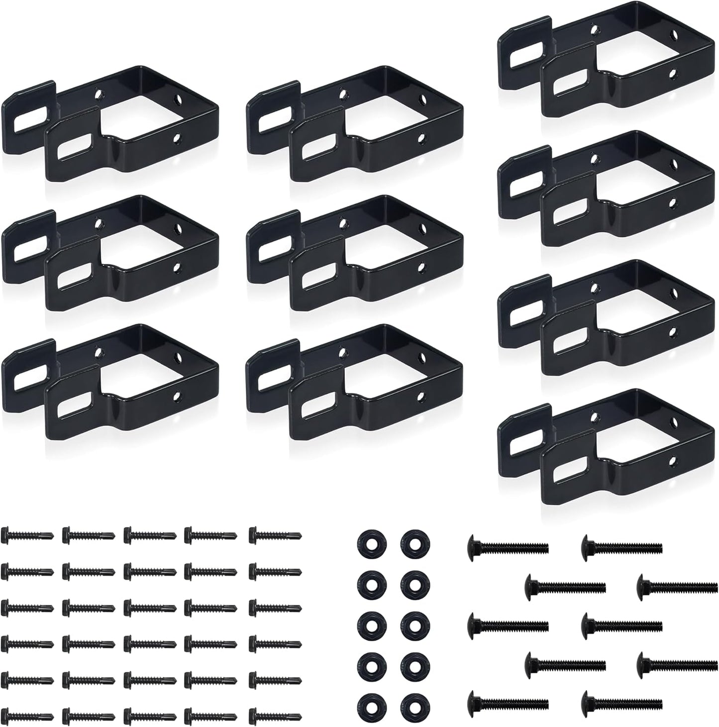 Fencer Wire Heavy Duty Garden Fence Bracket Set, 10 Pieces Metal Steel Connectors for Post and Panel Connection, Accessories of Metal Fencing Border