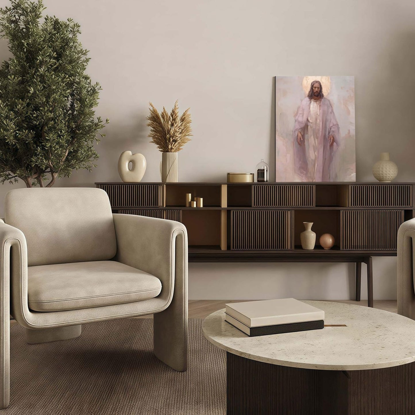 Framed Jesus Christ Christian Wall Art Decor Canvas Print Wall Painting Canvas Poster Picture Faith Religious Artwork for Living Room Bedroom Church Gallery Decor 12x16 Inch Ready to Hang