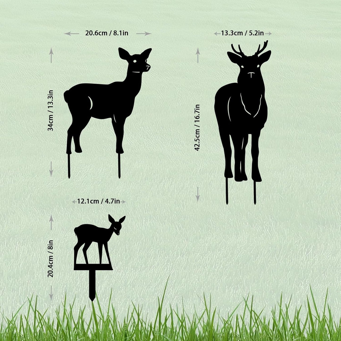 3 Pack Deer Metal Garden Decorative Stakes, Weather Proof Silhouette Statues for Yard, Patio,Outdoor Decor for Deer Lovers and Pet Owners