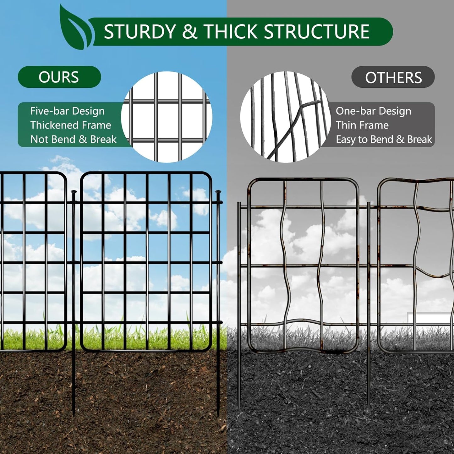 30ft x 17in Garden Fence Animal Barrier, 28 Panels No Dig Fence Border, Rustproof Metal Decorative Garden Fence with Ground Stake, Flower Bed Edging Border for Dog, Rabbit, Outdoor Yard Patio Decor