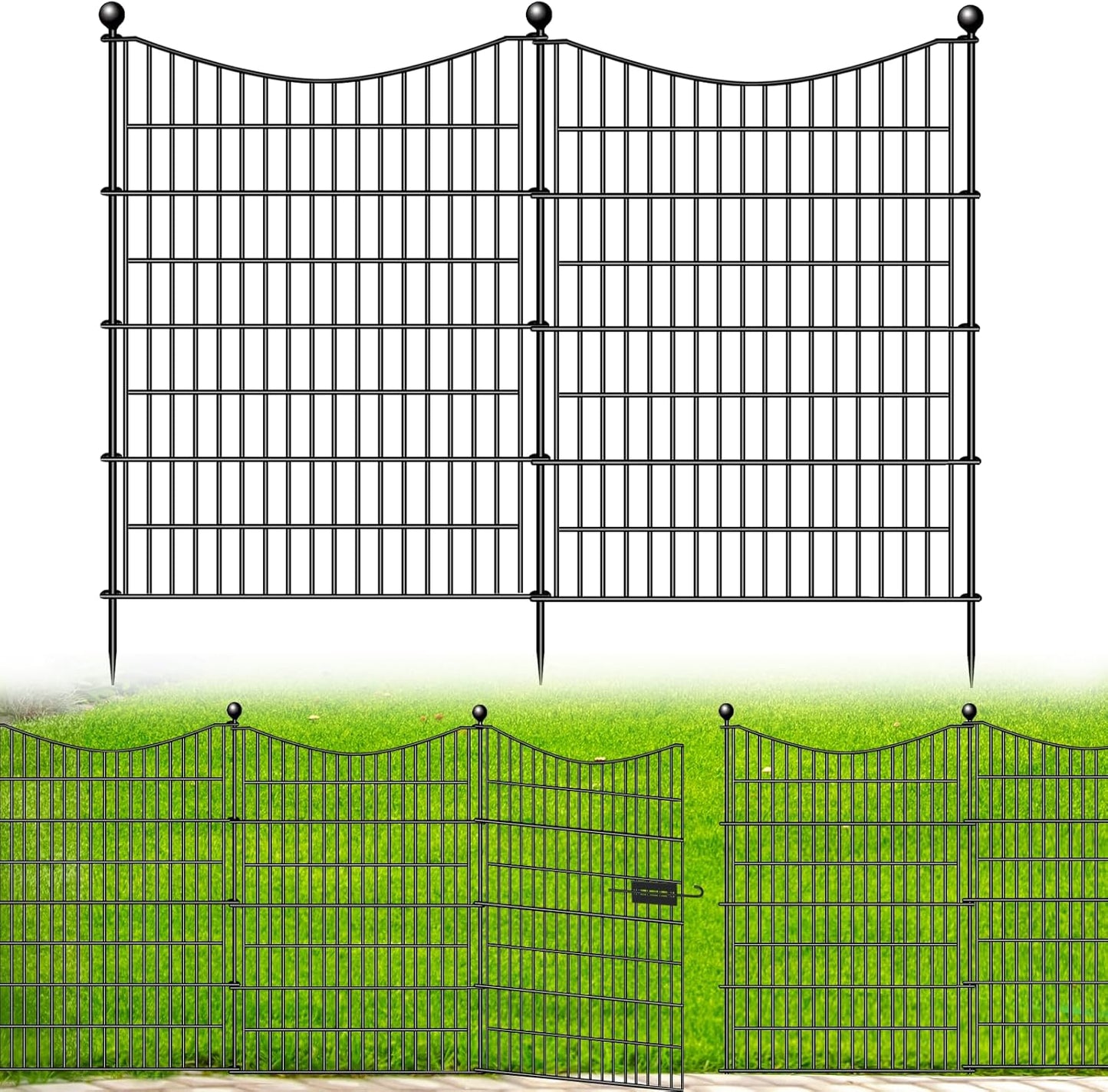20 Panels Decorative Garden Fence with 2 Gates, 40 in(H) X 47.6 ft(L) No Dig Dog Fence Animal Barrier Outdoor for Yard, Rustproof Metal Garden Edging and Borders, Temporary Fencing Stakes