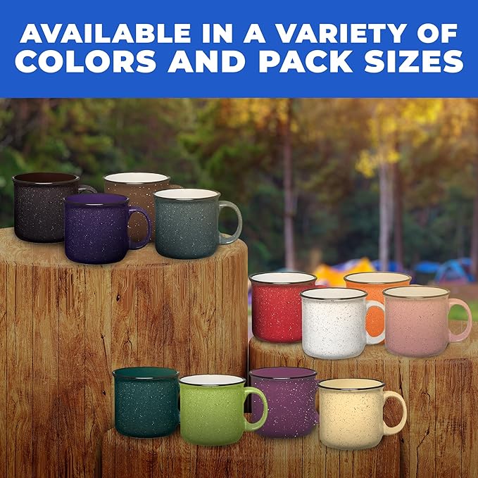Set of 16 Ceramic Campfire Mugs – 15 Oz, Yellow – Coffee & Tea Cups for Home, Work, Travel, Camping – Customizable, Great for DIY, Events, Companies