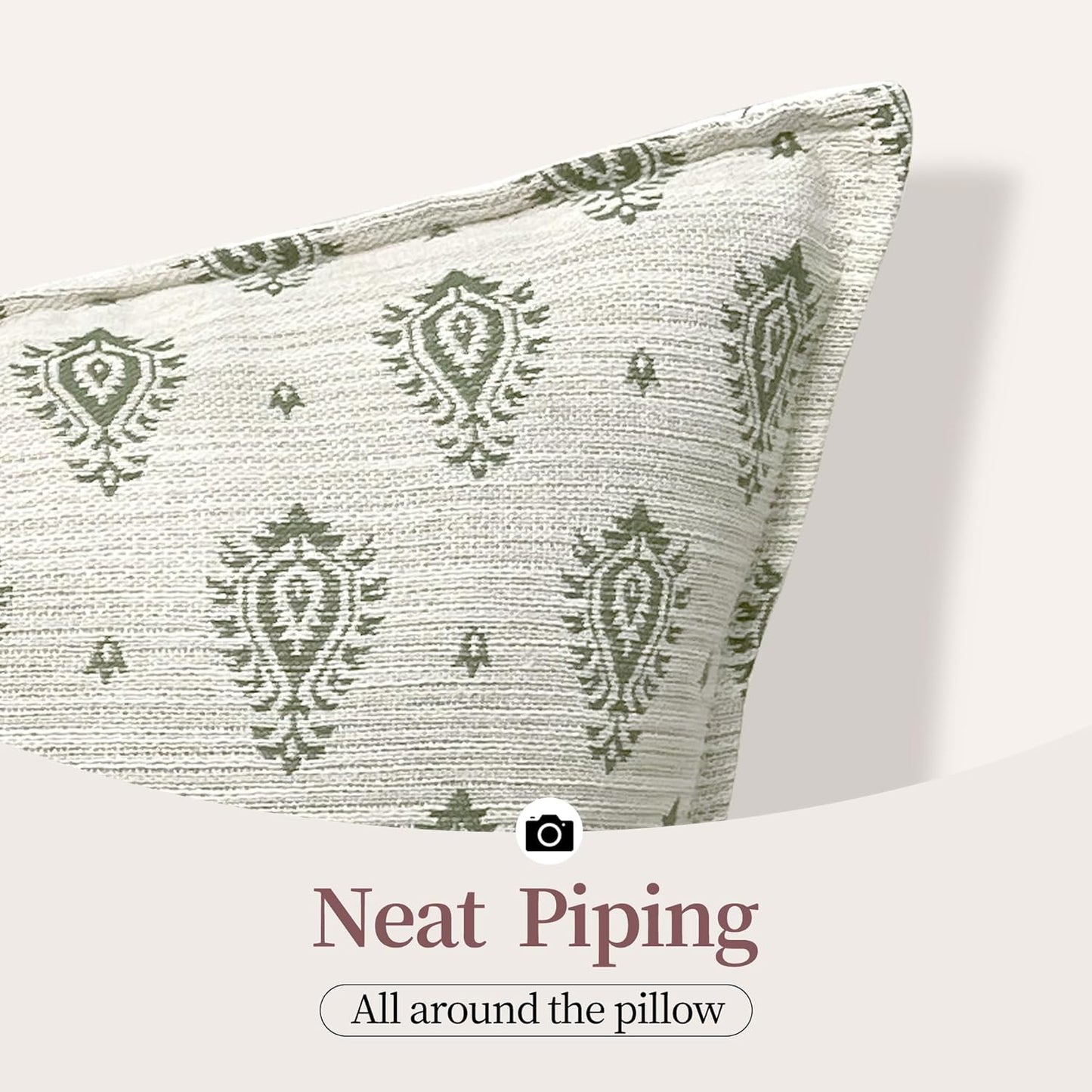 Floral Pillow Covers 18x18 Set of 2 Decorative Throw Pillow Covers Neutral Floral Paisley Farmhouse Pillow Covers for Sofa Couch Bed