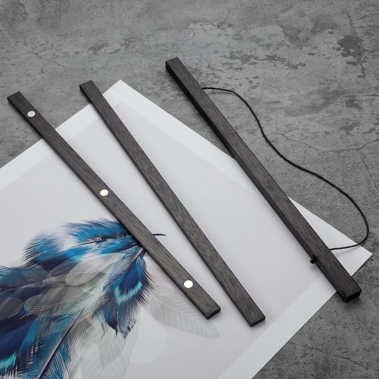 FALAMON Magnetic Poster Hanger Frame, 30x36 30x40 30x20 Teak Wood Magnet Poster Frame for Posters, Prints, Photos, Pictures, Maps, Scrolls, and Canvas Artwork(Black, 30")