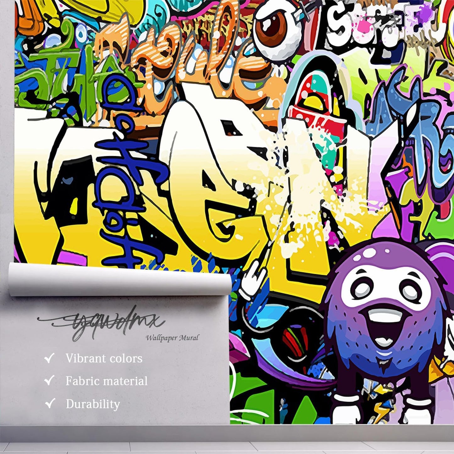 -Nursery Color Graffiti Abstract Letters Bedroom Wallpaper XT16 M 140" x 91"