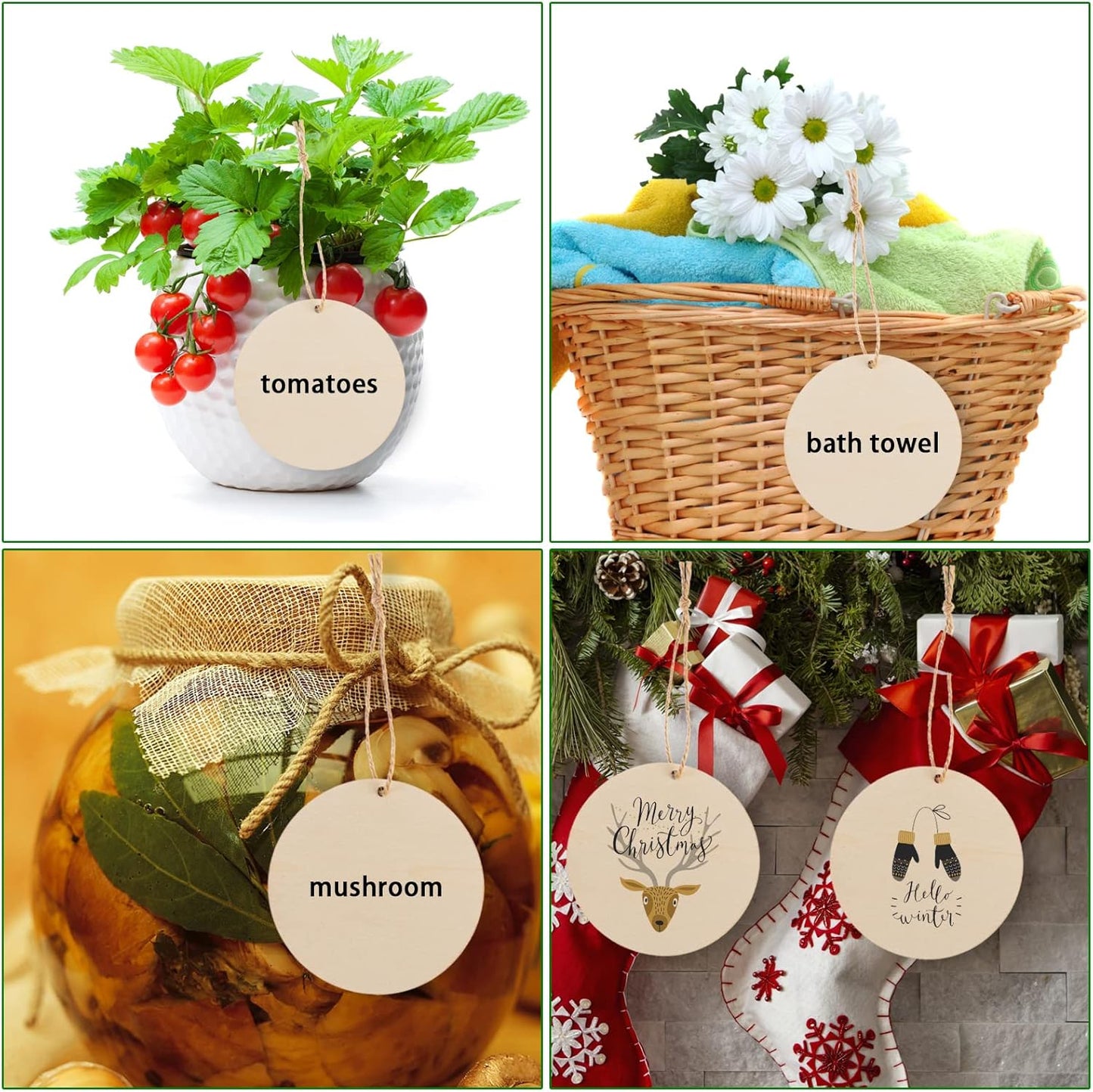 120 Pcs 4 Inch Unfinished Rounds Wood Circles with Holes Wooden Tags Round Wood Discs Cutouts for Crafts Natural Blank Wooden Circle Ornaments Hanging Tags for DIY Crafts, Party, Christmas, Home Decor