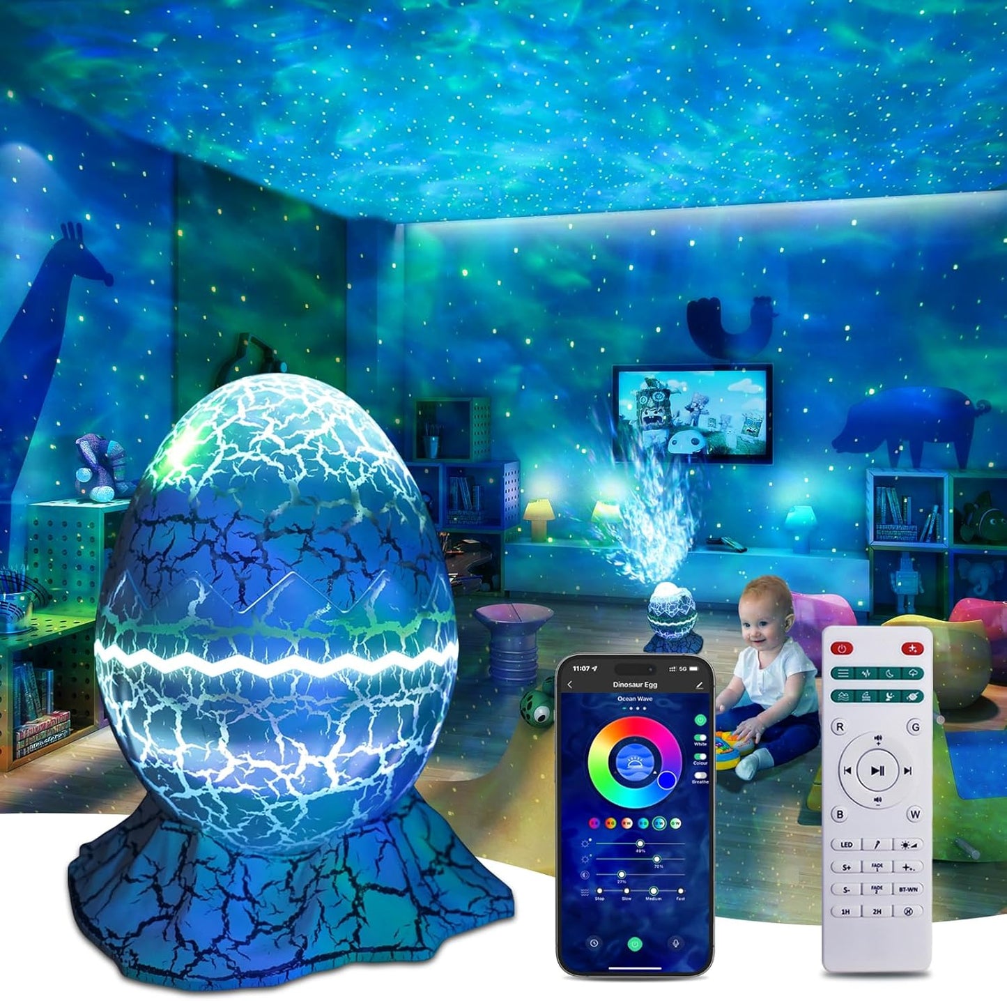 Rossetta Galaxy Projector for Bedroom, Smart App Star Light Projector with Bluetooth Speaker and White Noise, Night Light for Kids Adults Game Room, Home Party, Ceiling, Room Décor