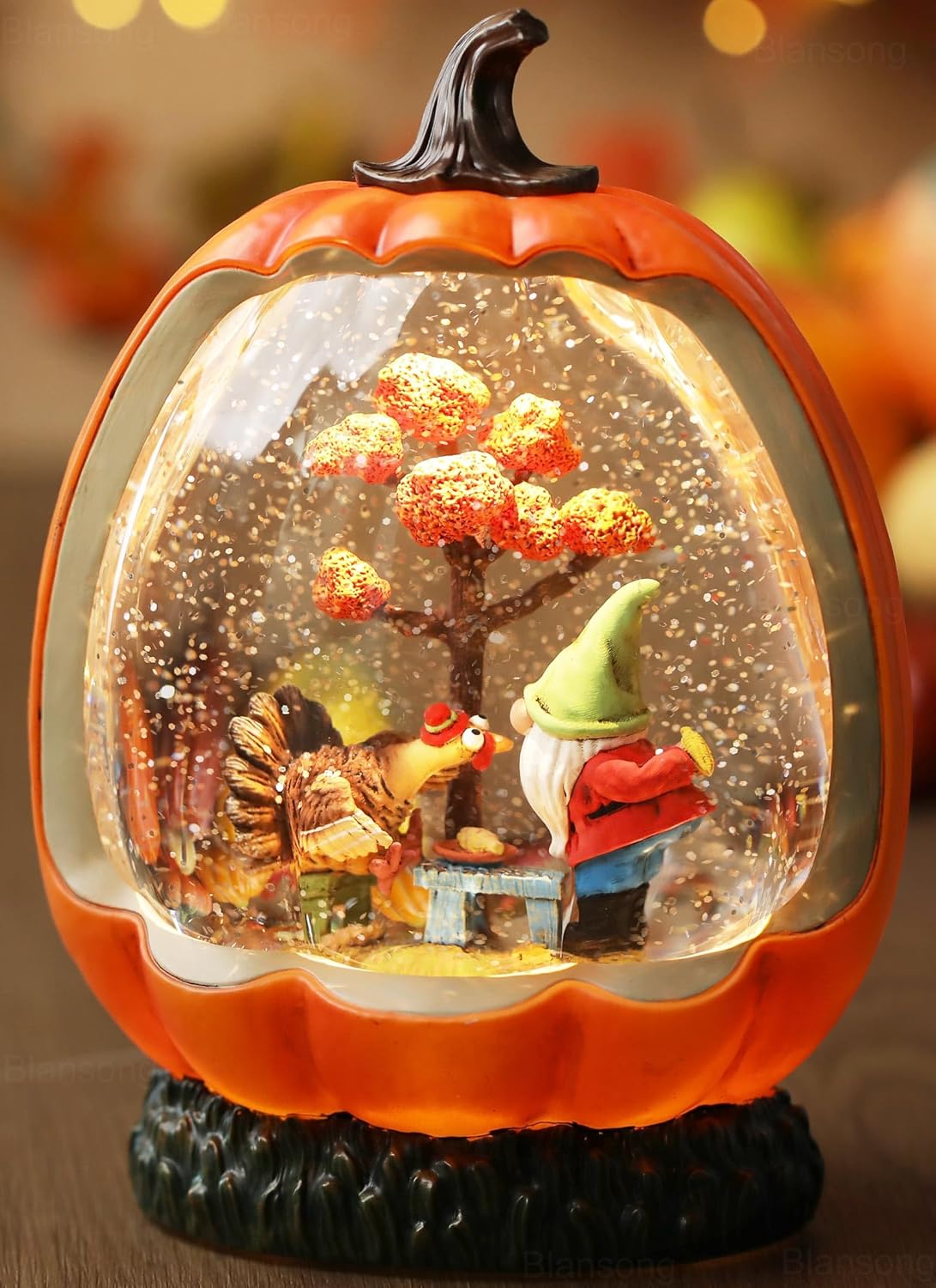 Fall Snow Globe Pumpkin Fall Decorations for Home Gnome Turkey Swirling Glitter Timer Thanksgiving Gift Autumn Harvest Fall Decor