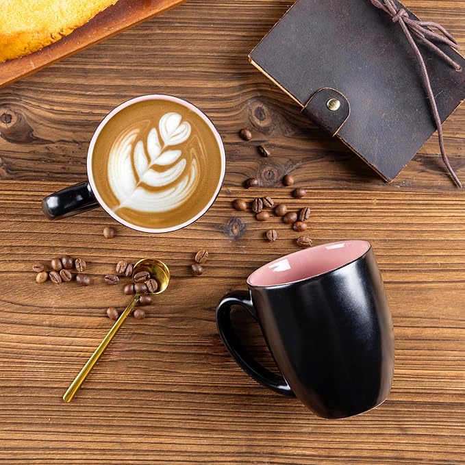 GBHOME 16oz Coffee Mugs Set of 6, Large Ceramic Coffee Mugs for Man, Woman, Dad, Mom, Modern Coffee Mugs Set with handle for Tea/Latte/Cappuccino/Milk/Cocoa. Dishwasher&Microwave Safe,Multi-Color