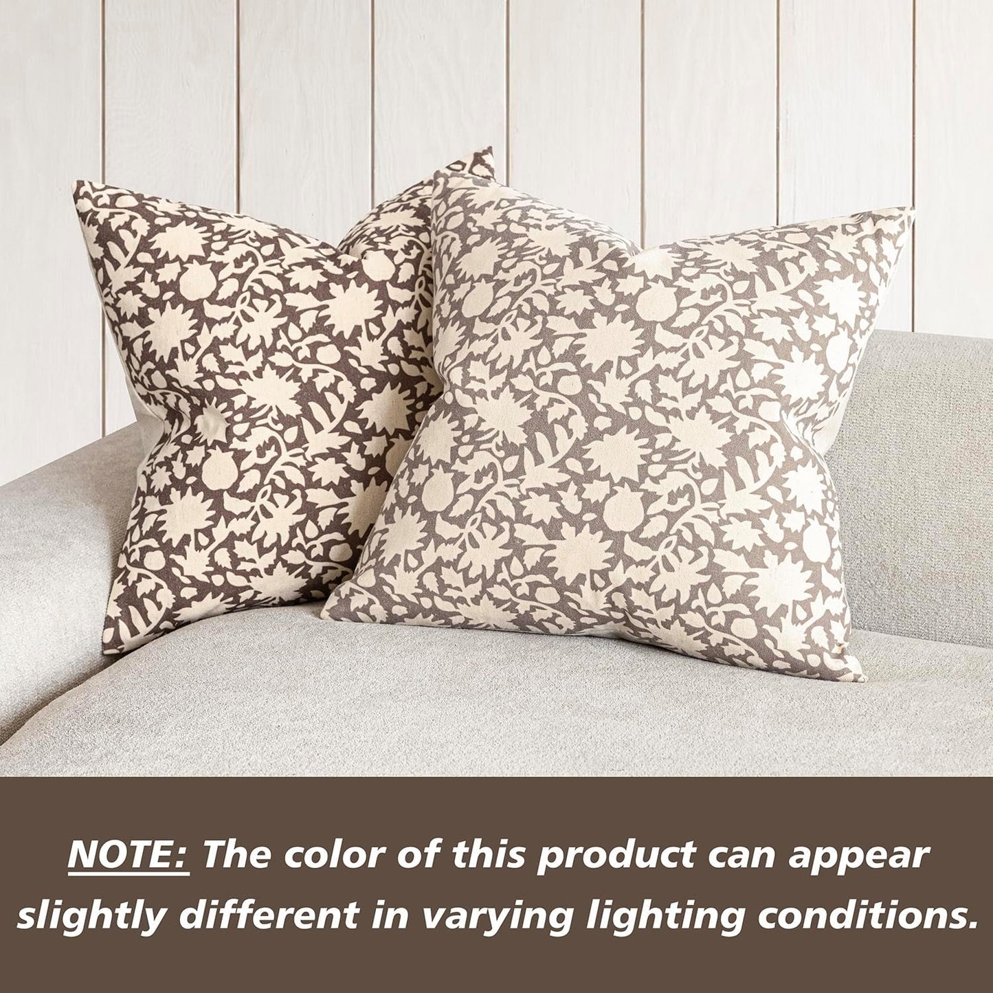 Foindtower Set of 2 Decorative Neutral Floral Throw Pillow Covers Accent Farmhouse Cushion Covers Boho Vintage Pillowcase for Couch Sofa Bedroom Living Room Home Decor Outdoor,18×18 Inch,Brown