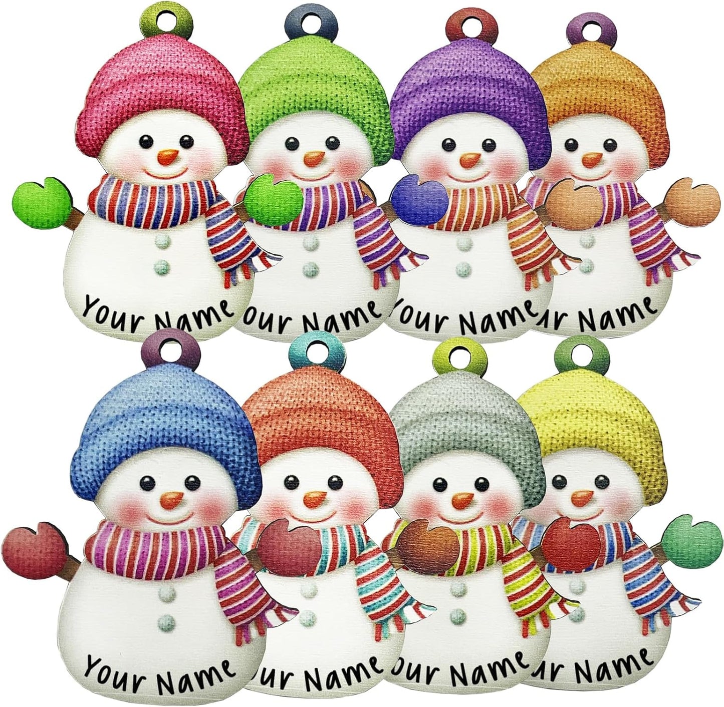 2025 Personalized Christmas Ornaments Set of 8,Custom Christmas Snowman Ornaments Deorations for Xmas Tree,Customized Xmas Ornament Tree Deorations,Personalized Wooden Ornament Gifts
