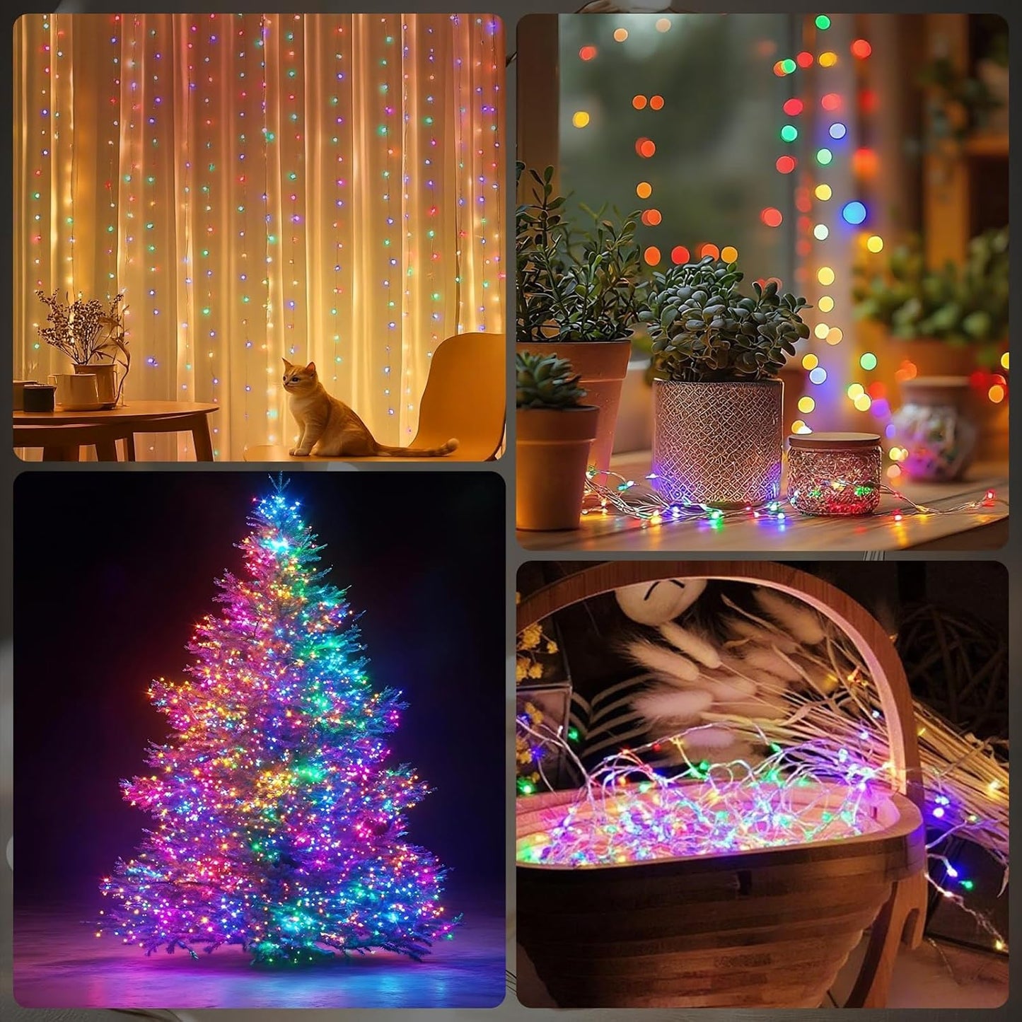 Fairy Lights Battery Operated String Lights 16.4ft 50LED Flashing and Constant Light Waterproof Silver Wire for Christmas DIY Party Bedroom Wedding (Multicolor, 2 Pack)