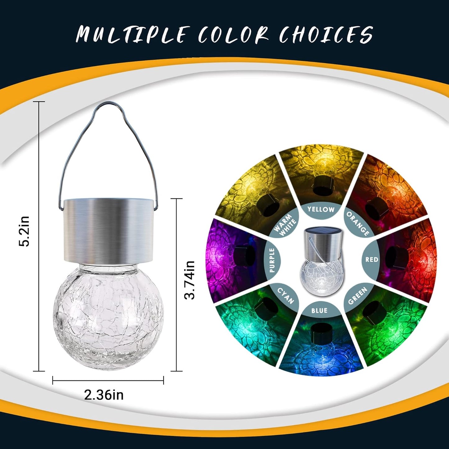 GIGALUMI 16 Pack Solar Hanging Lights for Christmas Decoration - Cracked Glass Solar Lights Outdoor Waterproof for Garden, Yard, Fence, Tree (Warm White)