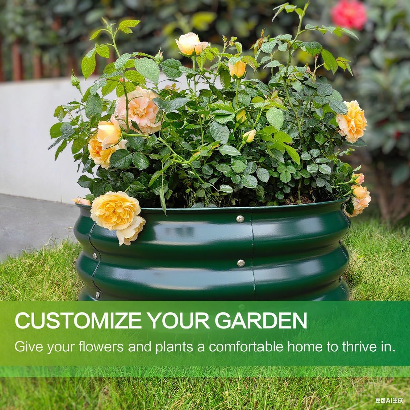 GARDMAX 2x2x1FT Galvanized Round Raised Garden Bed Kit, Metal Planter Boxes Outdoor with Easy Assembly, Large Garden Bed for Vegetables, Fruits, Flower, Herbs Dark Green