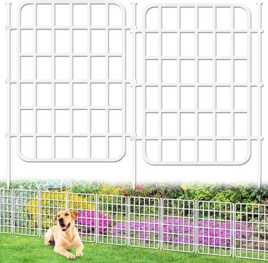 30ft x 17in Garden Fence Animal Barrier, 28 Panels No Dig Fence Border, Rustproof Metal Decorative Garden Fencing with Ground Stake, Flower Bed Edging Border for Dog, Rabbit, Outdoor Patio, White