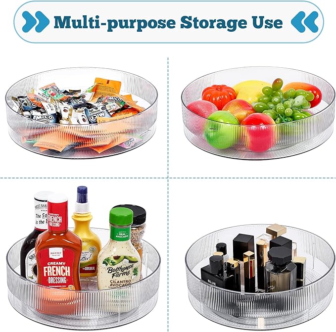 FreshKeeper Plastic Lazy Susan Organizer, Clear Pantry Lazy Susan Turntable for Cabinet and Kitchen 11’’