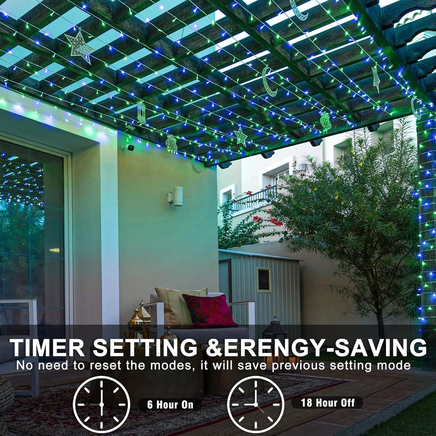 250 LED Blue Green Christmas Lights Outdoor Waterproof, 82ft Clear Wire Christmas Tree Lights 8 Modes Plug in Twinkle Fairy Lights for Indoor Christmas Bedroom Tree Decoration