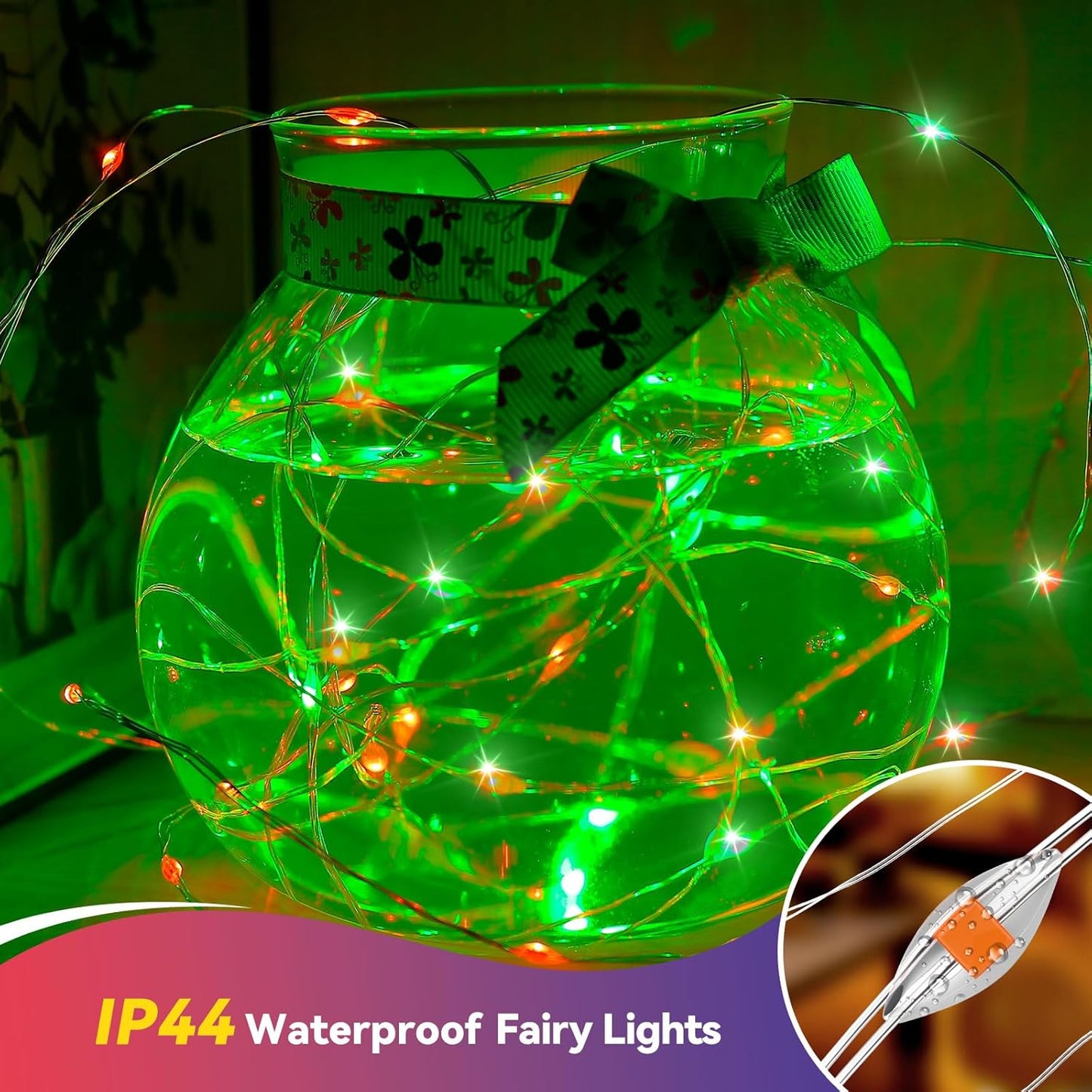 4 Pack 60LED Christmas Fairy Lights Battery Operated - 20FT Twinkle Lights with 2 Lighting Modes Indoor Outdoor, Waterproof Led Fairy String Lights for Bedroom, Classroom, Dorm, DIY Decor, Red & Green