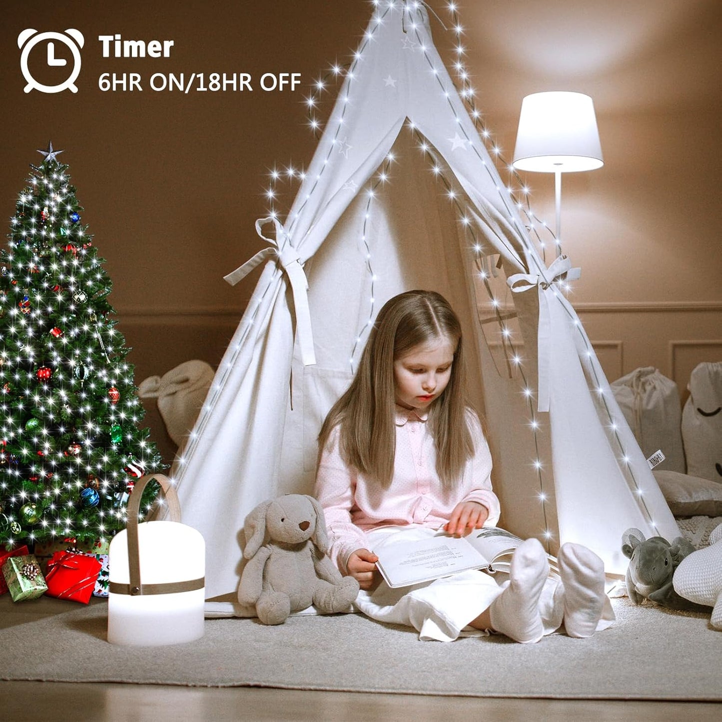 2 Pack Christmas Fairy Lights Battery Operated, 16.4FT 50 LED Dark Green Wire Micro Starry Twinkle Light with Auto Timer Waterproof, Indoor String Lights for Indoor Outdoor Yard Decor (Cool White)