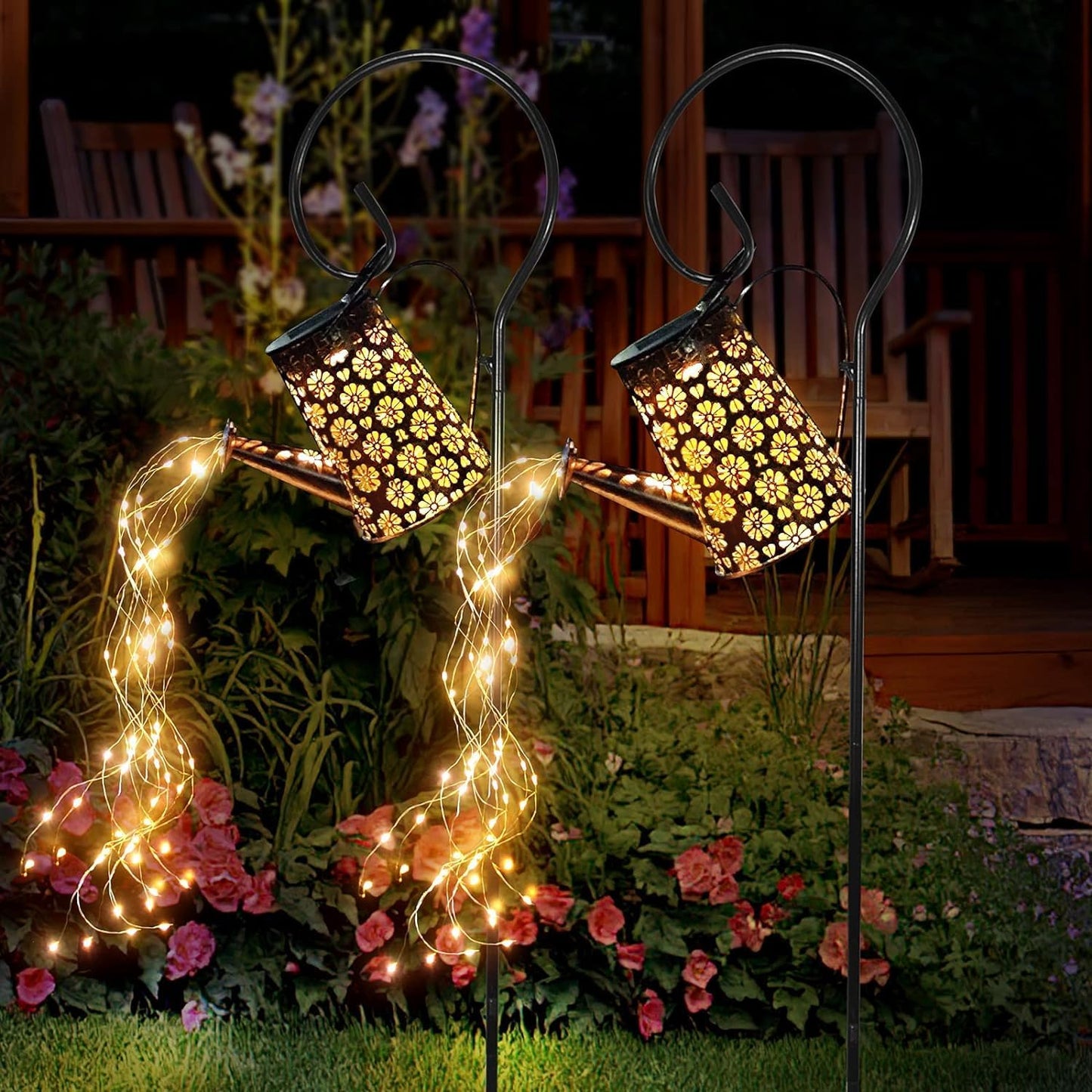 2 Pack Solar Watering Can with Lights,Solar Outdoor Garden Decor Waterproof Hanging Lantern Landscape Lights Outside Decorations for Yard Lawn Patio Gardening Gifts.