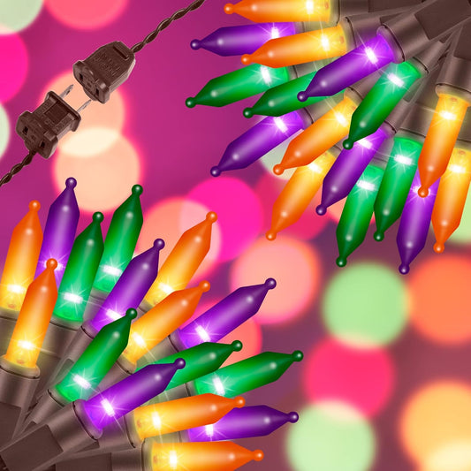 300LIGHTS(2*150L) ORANGE PURPLE and GREEN Extra-Bright With End Connectors Halloween Decorative Lights 19.44m UL Certified Mini String Light Set Waterproof for Halloween Home Garden Tree Party
