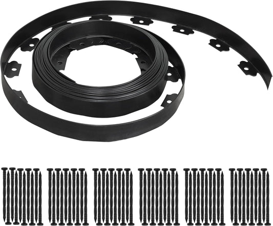 Gardzen 1.5" x 60' Landscape Edging Kit, Garden Edging Coil Comes with 60 Pcs Spikes, No Dig Lawn Border Design