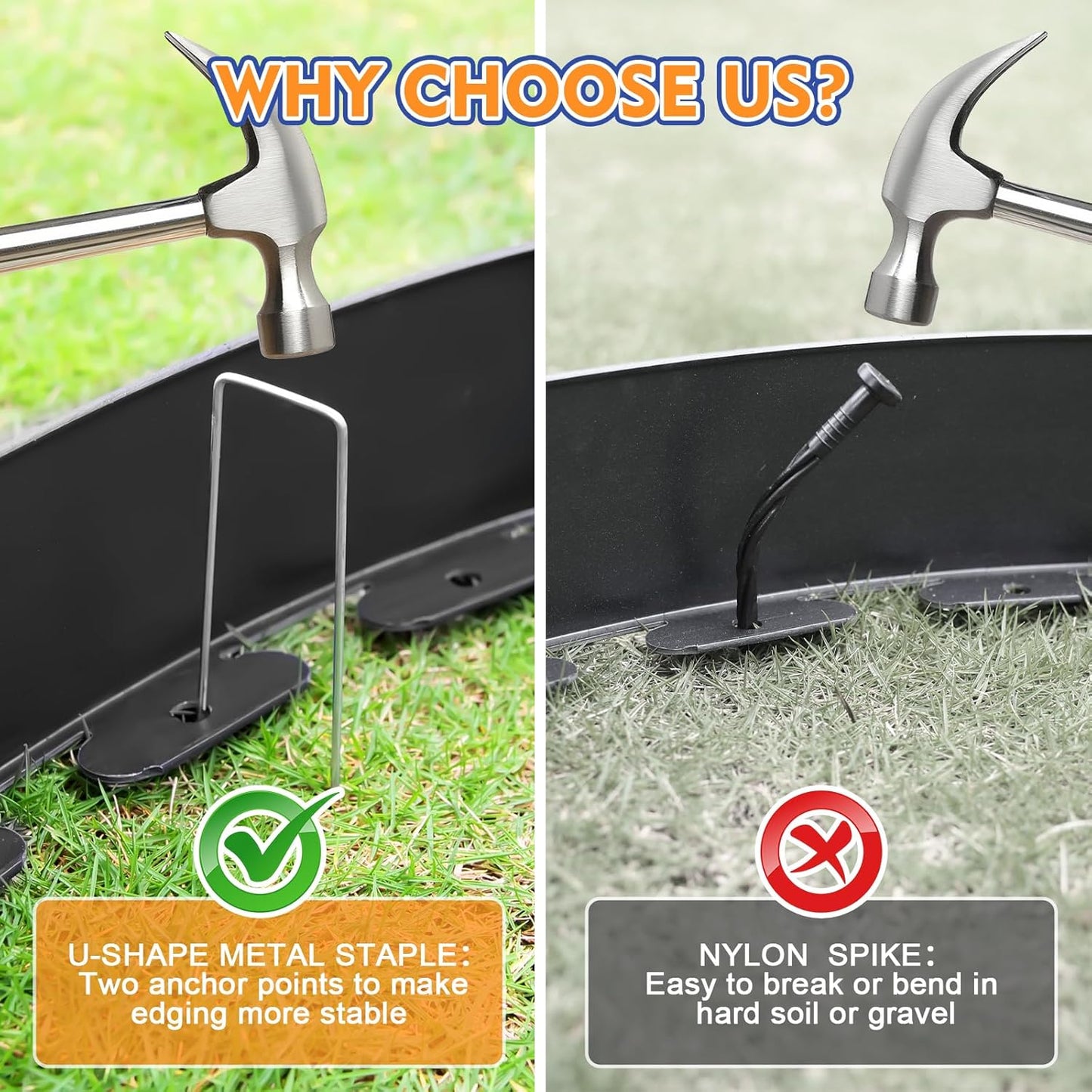 4 Inch x 33 FT (Multiple Sizes Available) Landscape Edging, Garden Edging Borders with 40pcs Upgrade Stakes, Flexible No Dig Plastic Garden Border for Lawn, Landscaping, Flower Beds, tree and Yard