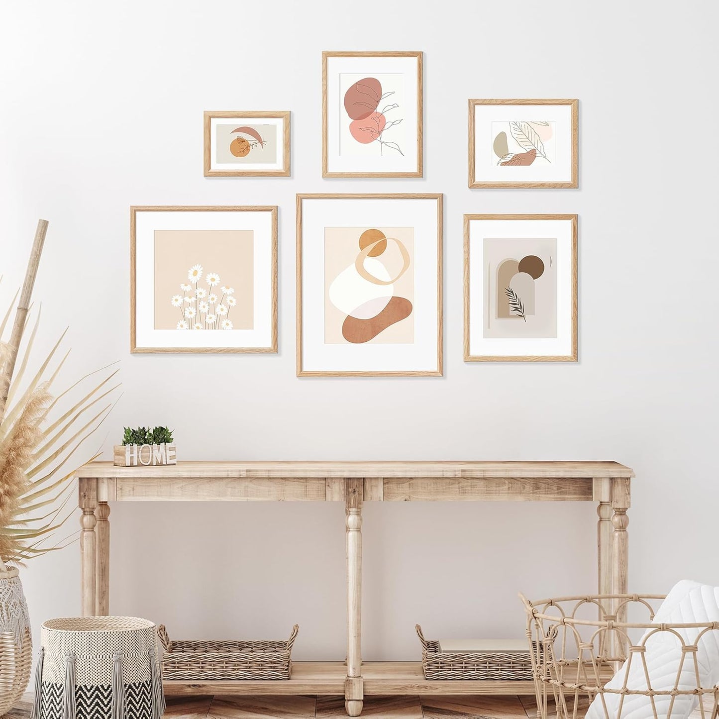 16x16 Picture Frame Set of 4 Natural Solid Oak Photo Frames with 12x12 Removable Mat Wall Hanging Large Handcrafted Frame with HD Plexiglass Wall and Tabletop Display Large Poster Frame