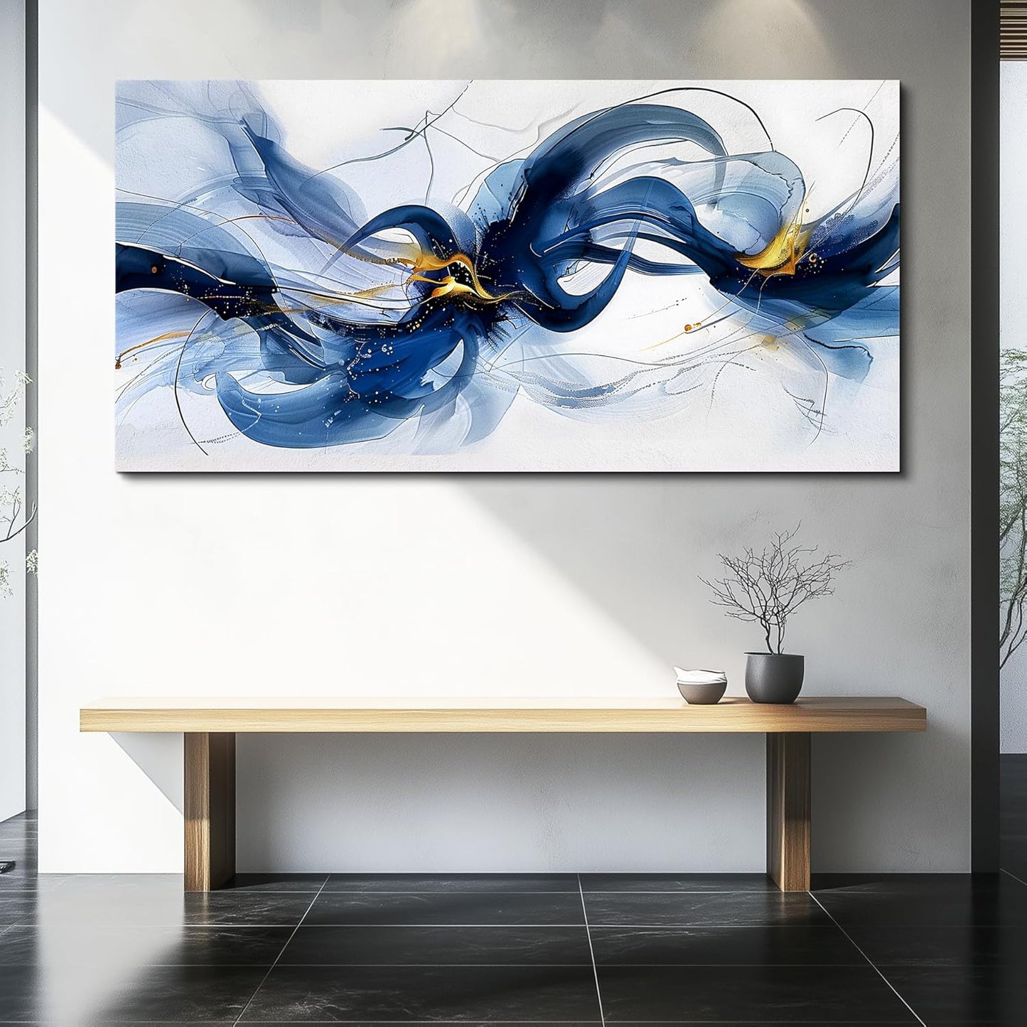 FUHAIHUA Canvas Wall Art For Living Room Large Wall Decor For Office Bedroom Decorations Abstract Ink Painting Artwork Room Wall Mural Aesthetic Home Decor 30x60 In