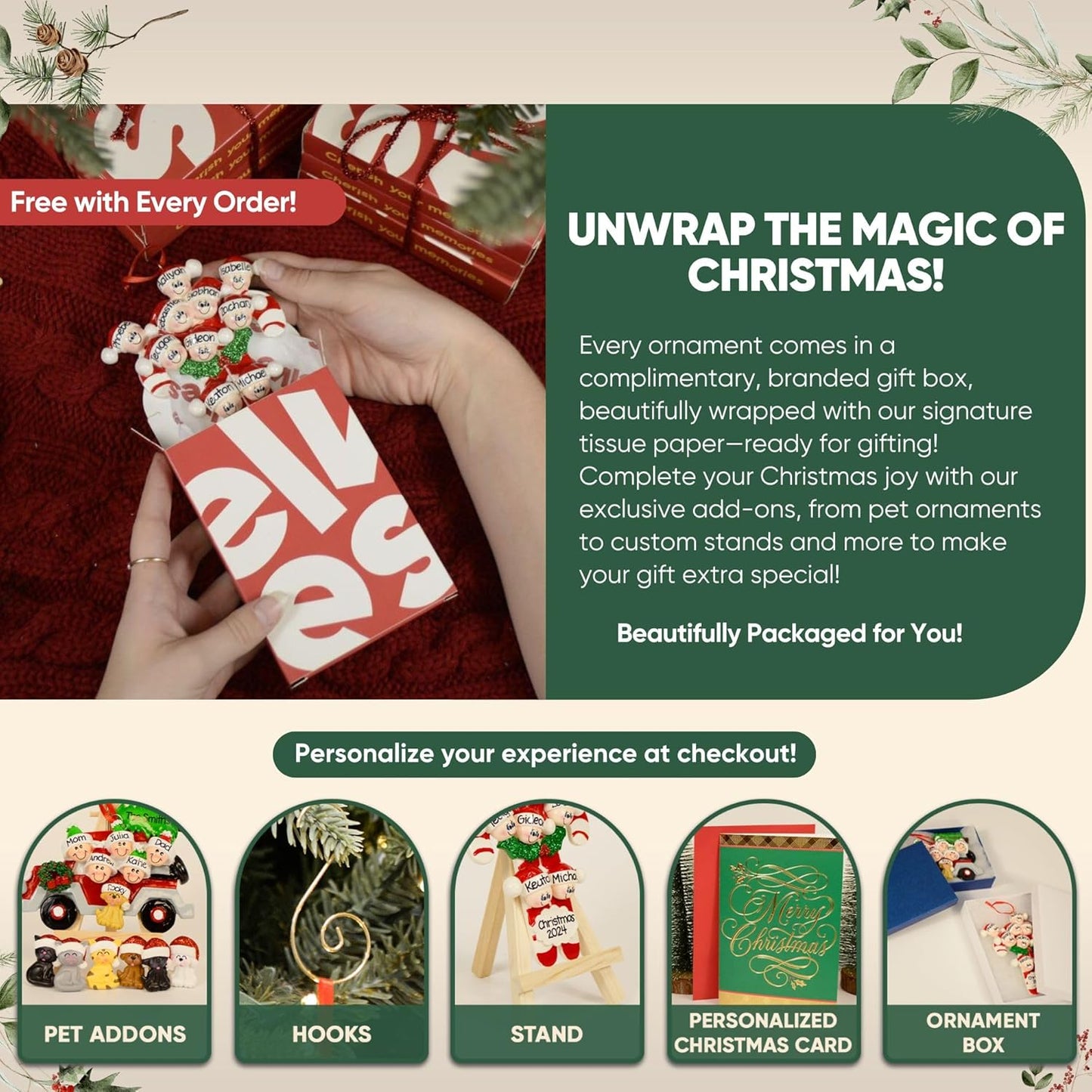 3D Peeking Family of 3 Ornament 2025 Personalized Family Christmas Ornaments 2025 | Staircase Personalized Tree Ornaments for Grandchildren, Siblings & Grandkids Xmas Tree with Gift of Three Ornament