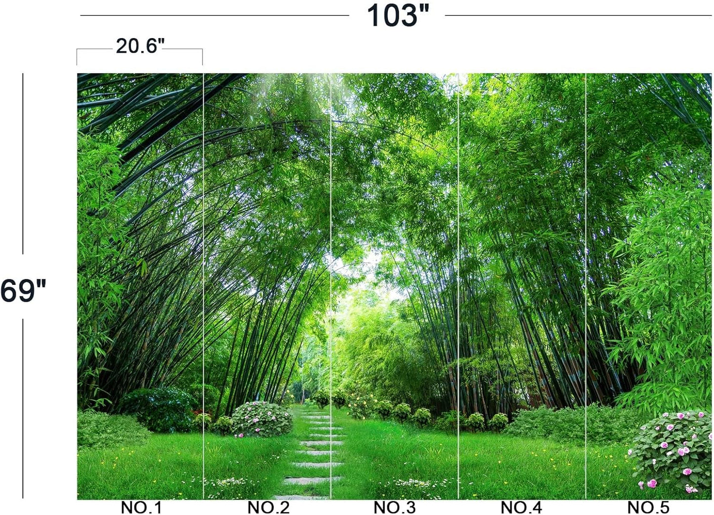 Green Bamboo Forest Wall Mural Wallpaper for Bedroom 103" x 69"