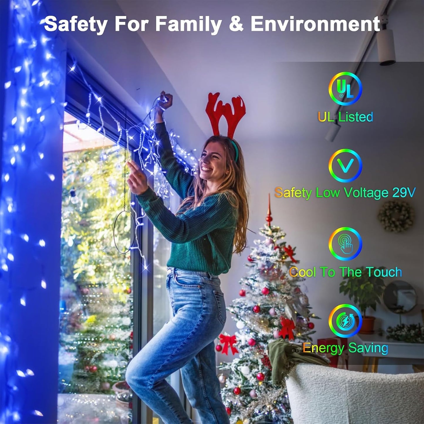 132FT 1332 LED Outdoor Christmas Lights - 296 Ice Drops, 12 Pro Modes with Timer Memory & Brightness, Waterproof Hanging Ice String Light for Holiday Wedding Garden Fence House Decor (Blue)