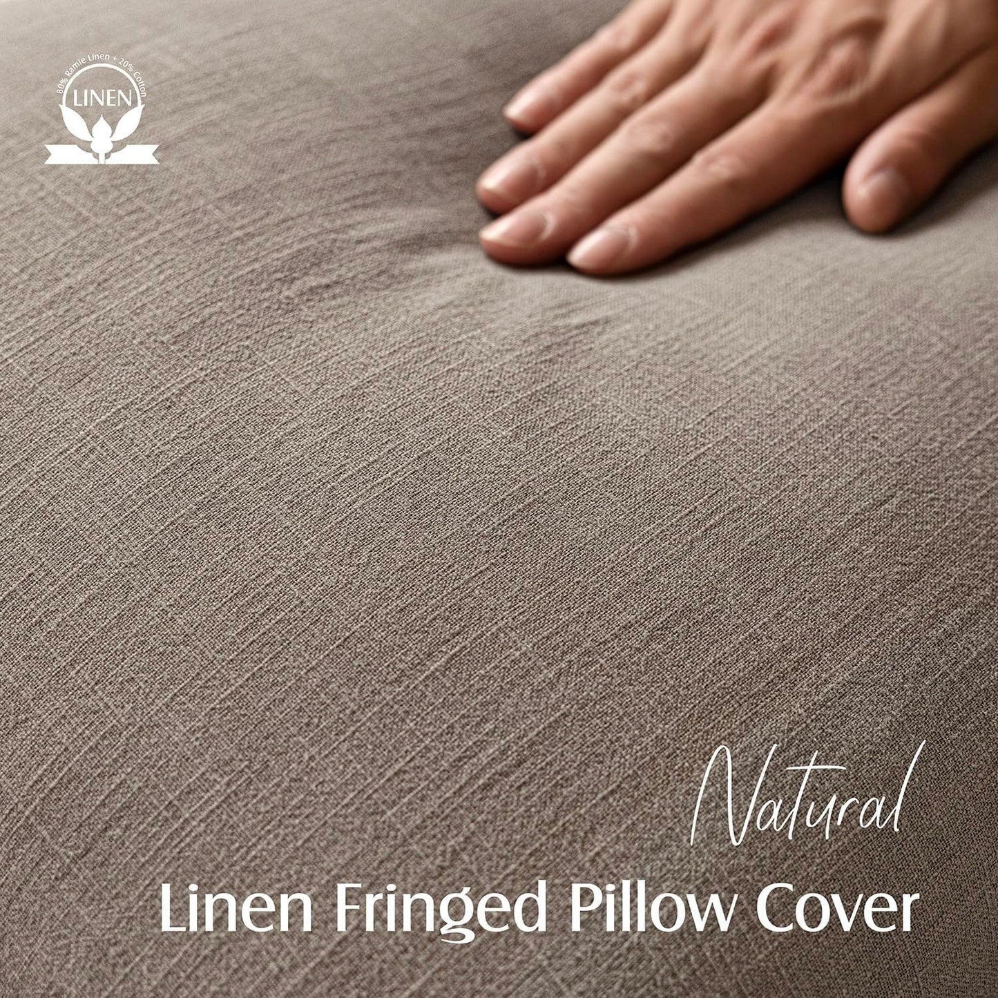 Foindtower Set of 2 Decorative Linen Fringe Throw Pillow Covers Boho Farmhouse Cushion Cover with Tassels Soft Accent Pillowcase for Couch Chair Sofa Bed Living Room Home Decor,18×18 Inch,Brown Tan