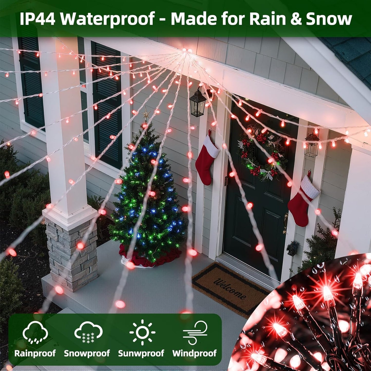 1500 LED 470FT Christmas Lights Outdoor,12 Lighting Modes Christmas String Lights with Timer, Dimmable Plug in Red LED StringLights Waterproof for Yard Tree Wedding Party Holiday Red