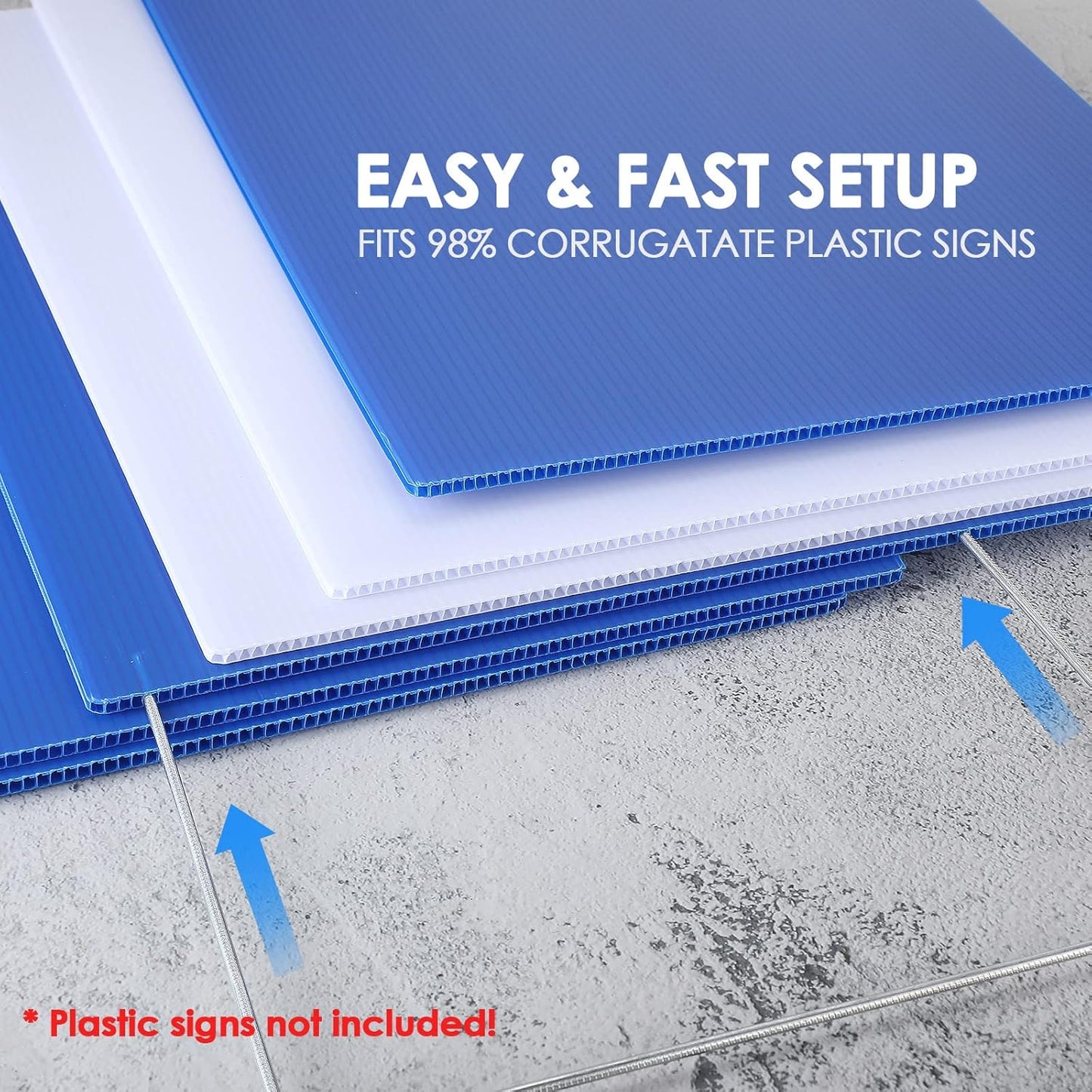 100 Pcs H Stakes for Yard Signs 24'' x 10'' Metal Heavy Duty H Frame Lawn Wire Stakes Weatherproof Metal Sign Holder Bulk for 4mm 5mm Corrugated Signs Board Guidepost Yard House Garden Decor