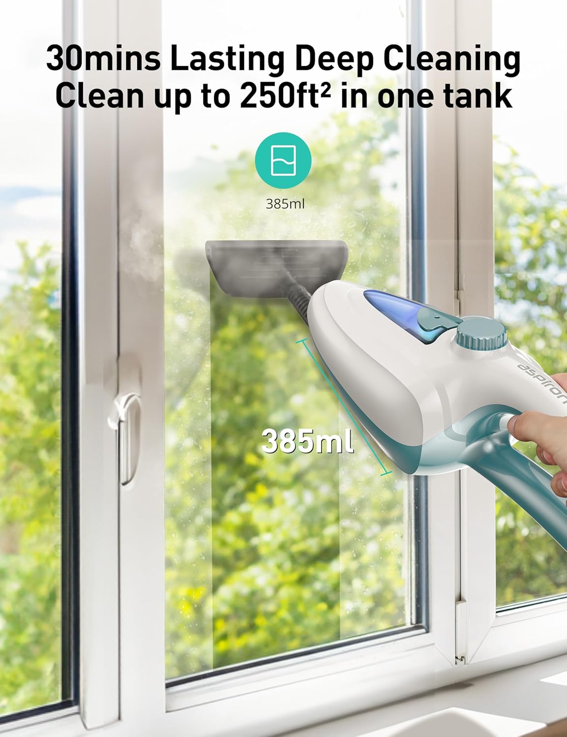 12-in-1 Steam Mop, Fast 15-Sec Heat-Up, 1500W Detachable Handheld Steam Cleaner with 2 Dirt Grip Pads, Removes 99.99% Stubborn Stains for Hardwood Floors, Windows, Tiles, Furniture, Pearl Teal