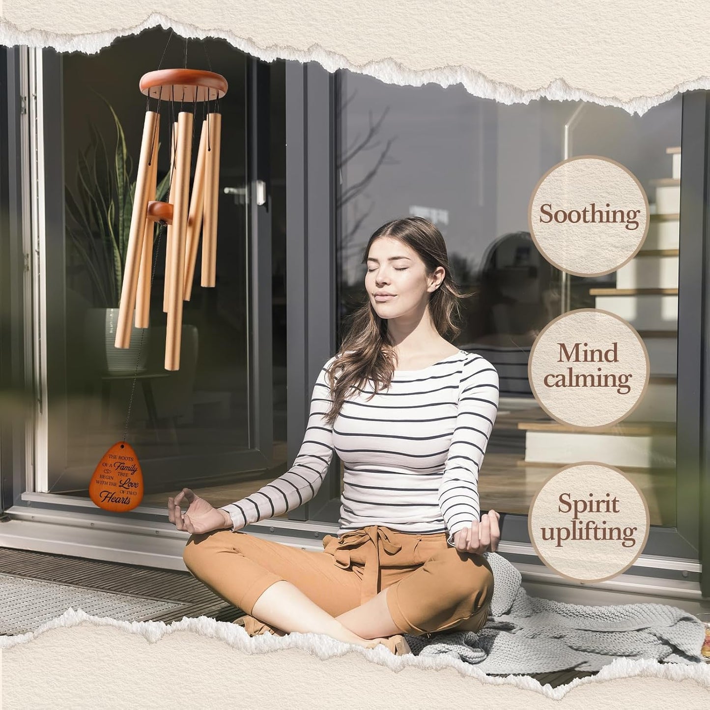 25th Wedding Anniversary Wind Chime, Happy 25th Anniversary Romantic Gifts for Couple, Parents, Wife, Husband, Friends, Sliver Anniversary's Keepsake Gifts Ideas-Large 36''