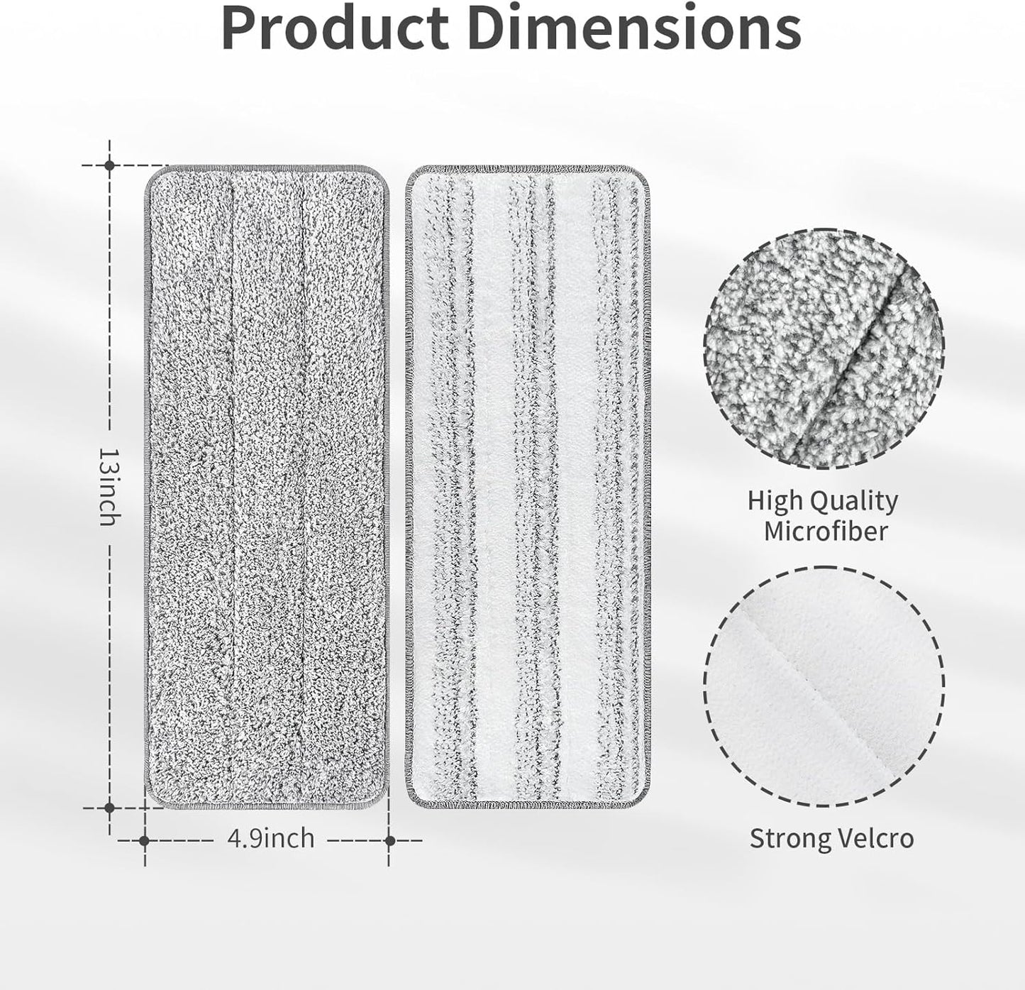 10Pcs Joymoop Mop Replacement Pads, 13 * 4.9'' Universal Mop Pads Mop Head Refills Washable Wet Mop, Compatible with Most 11-13” Size Mops