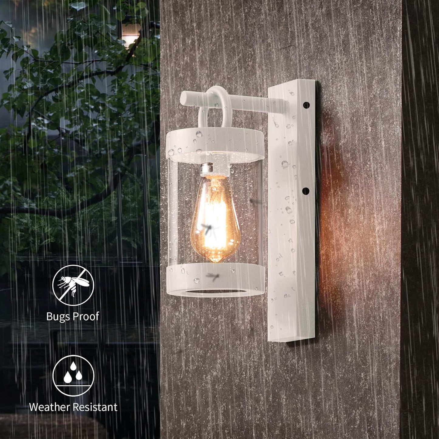 Porch Light White Dusk to Dawn Outdoor Wall Light,13in Large Exterior Lighting Fixture for House Garage Front Door,Waterproof Outside Hanging Lamp E26 Wall Mount Lantern(Bulb Not Include)