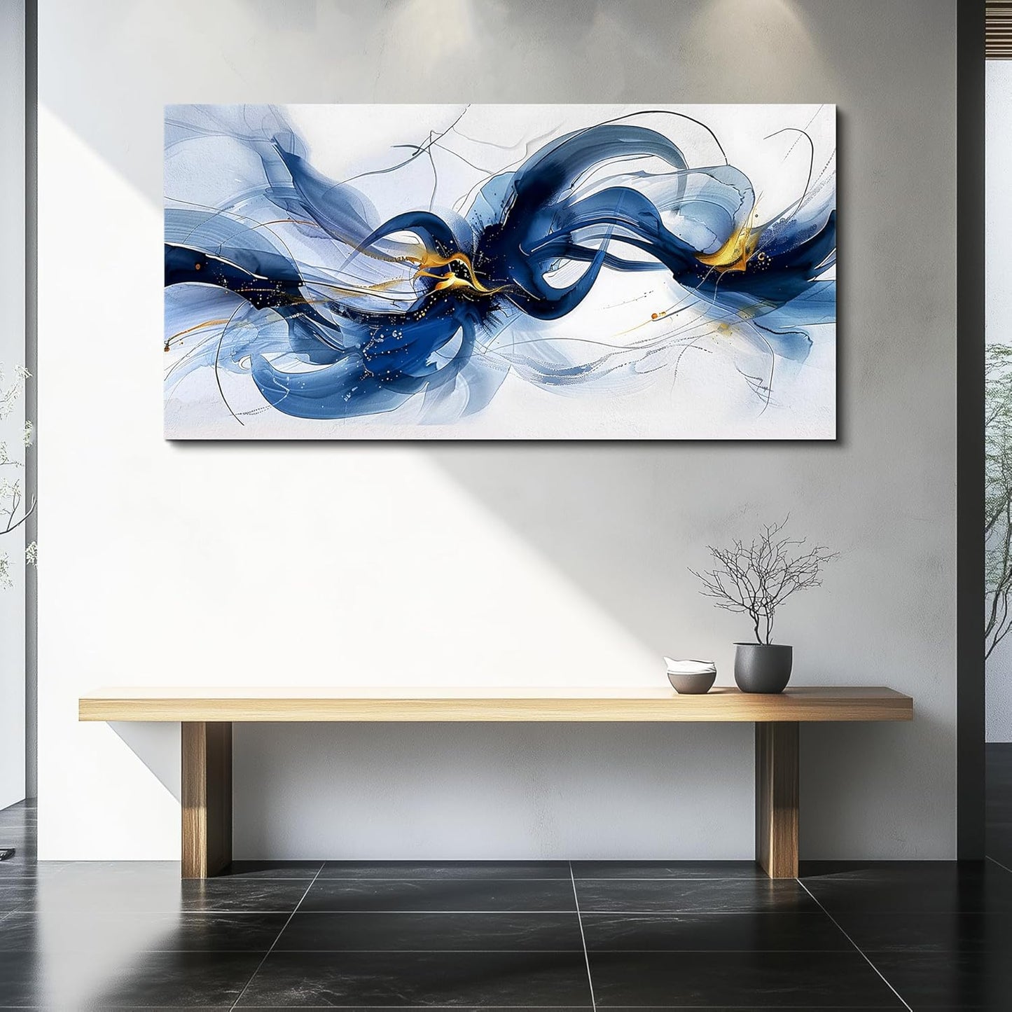 FUHAIHUA Large Wall Decor For Living Room Canvas Wall Art For Office Wall Decorations For Bedroom Abstract Ink Painting Artwork Room Home Decor 24x48 In