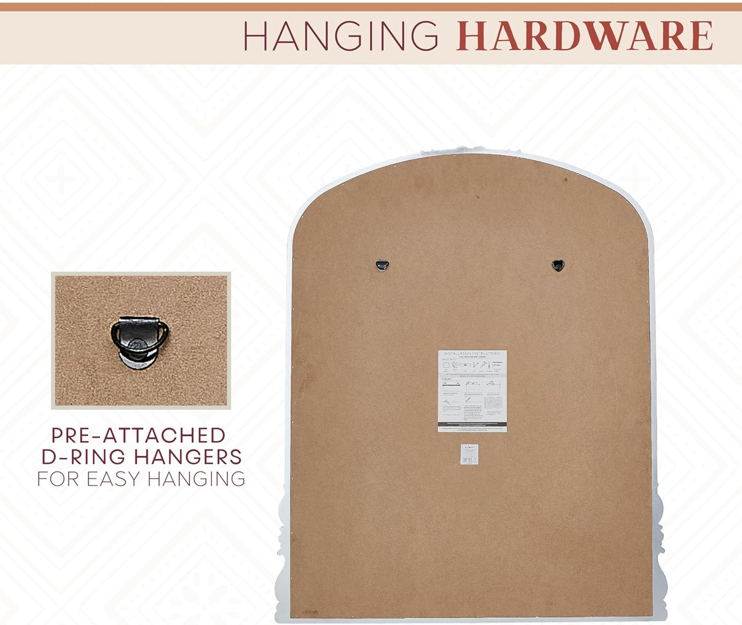 English Estate Carved Arch Wood Wall Mirror, Mirror for Entryway, Living Room, Bathroom, Antique Silver, 25.6x33.4