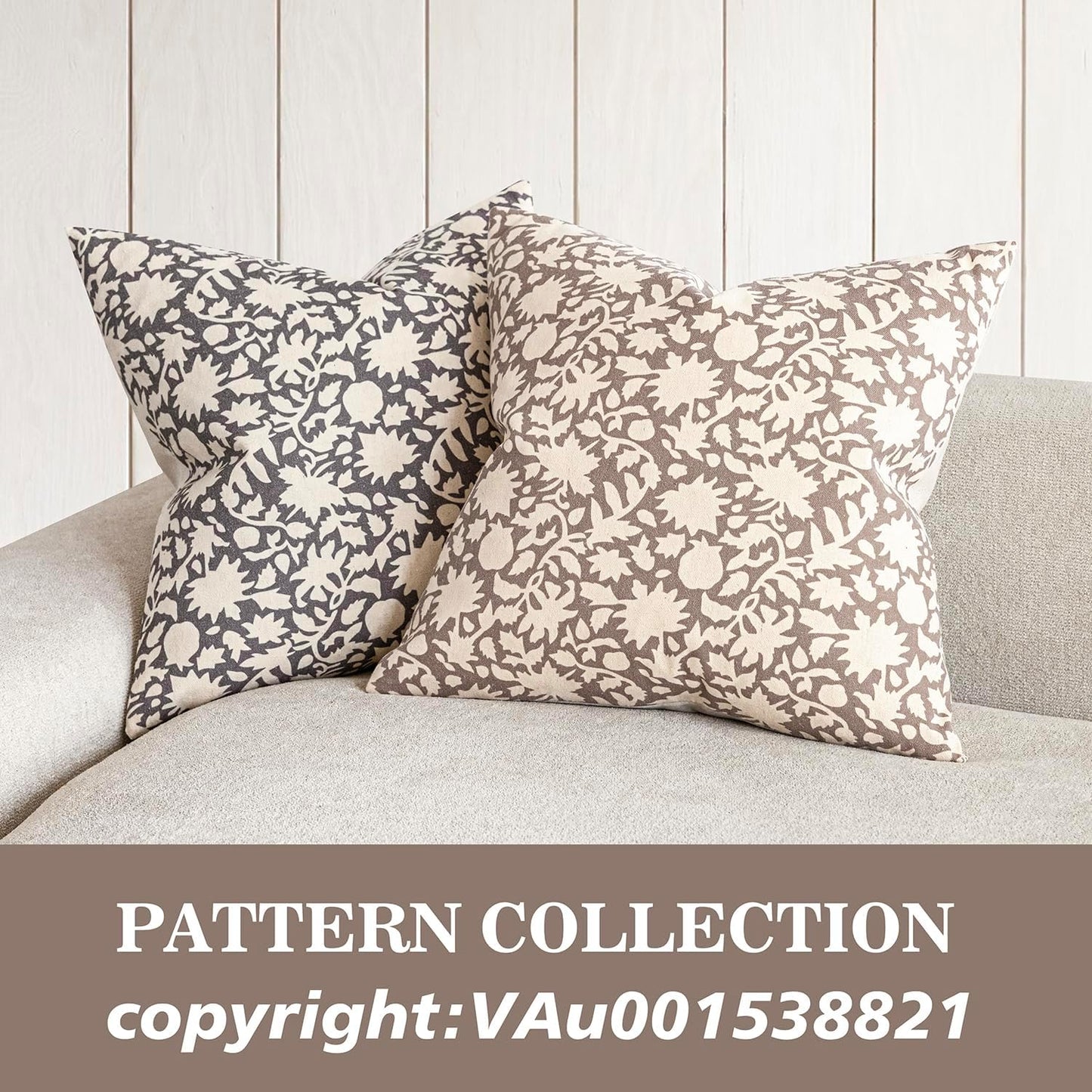 Foindtower Set of 2 Decorative Neutral Floral Throw Pillow Covers Accent Farmhouse Cushion Covers Boho Vintage Pillowcase for Couch Sofa Bedroom Living Room Home Decor Outdoor,18×18 Inch,Tan