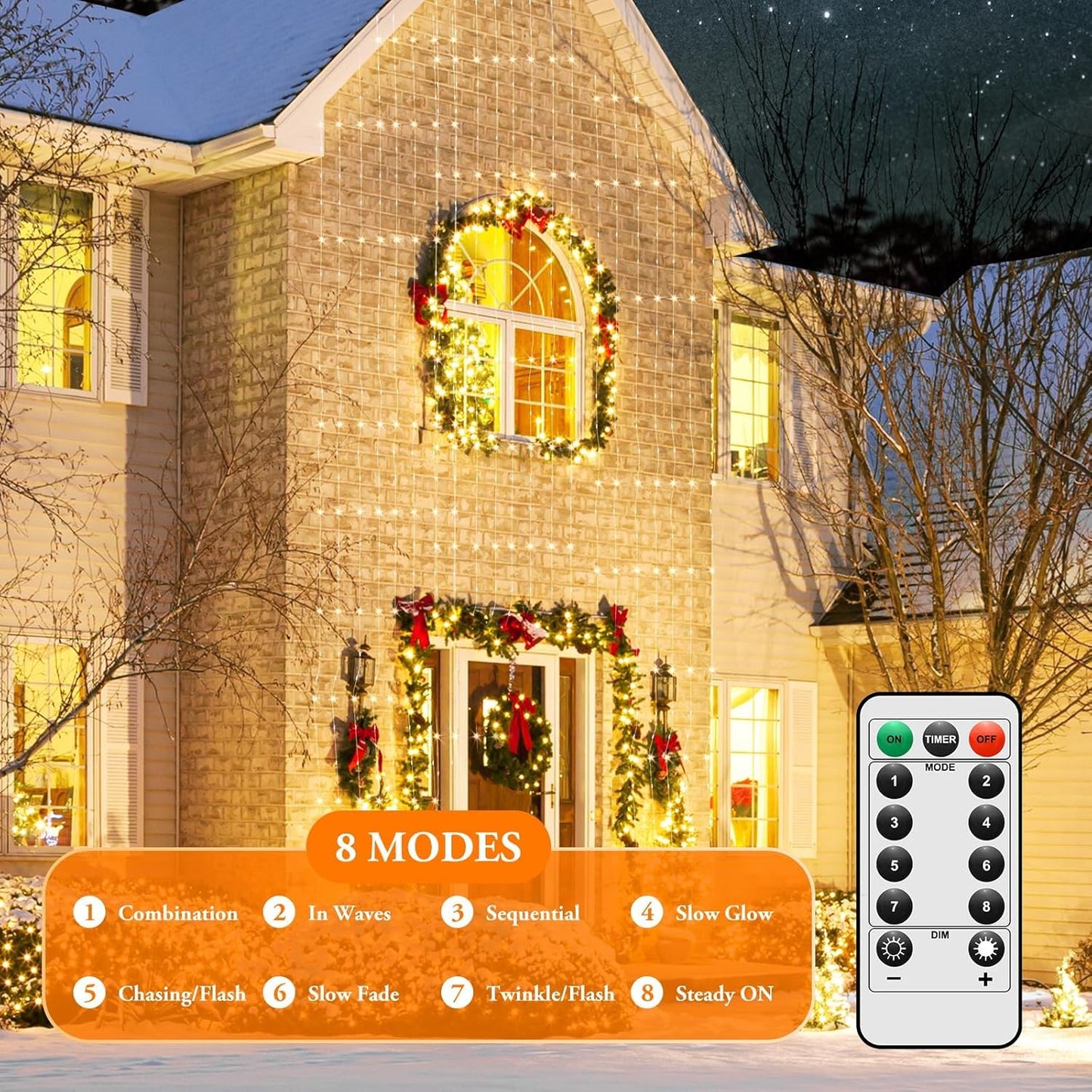 4 Pack 100 LED Fairy Lights Battery Operated with Timer & Remote, 33FT Waterproof Twinkle Lights Indoor Outdoor, Fairy String lights for Bedroom Classroom DIY Wedding Christmas Decorations, Warm White