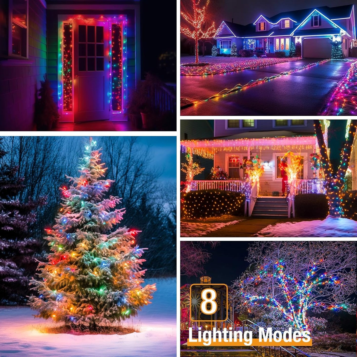 2 Pack Solar String Lights for Outside - 160LED 66FT Solar Fairy Lights Outdoor Waterproof 8 Modes, Copper Wire Solar Powered Twinkle Lights for Tree Garden Christmas Wedding Party Decor, Multicolor