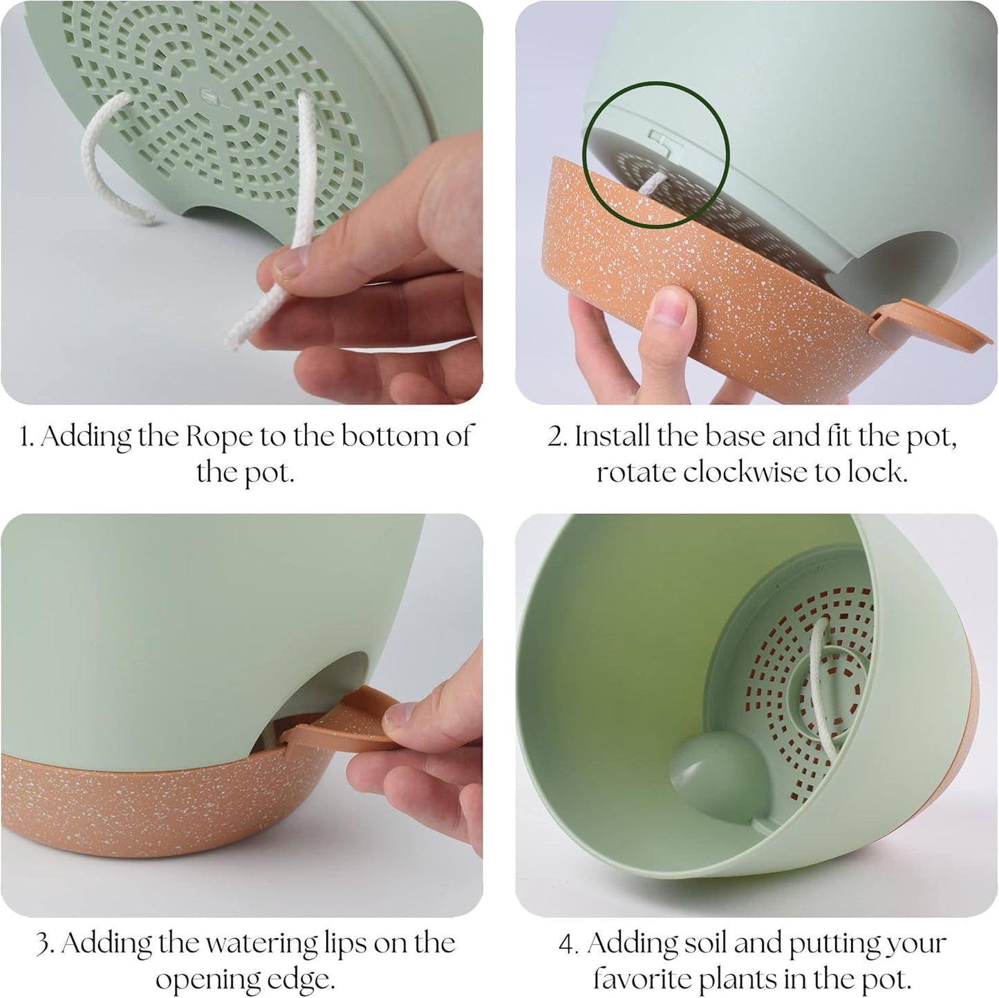 Giraffe Creation Plant Pots Set of 3 (12/10/9 inch), Self-Watering Indoor & Outdoor Flower Planters with Drainage Hole and Reservoir, Green