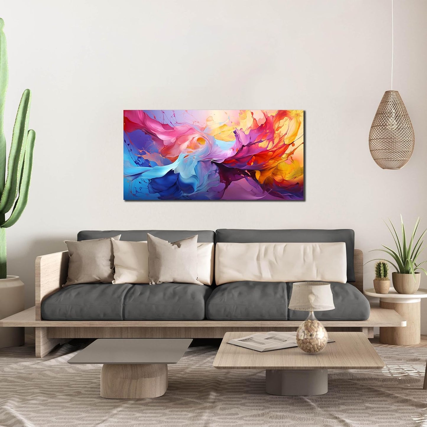 GUGIKA Abstract Wall Art for Living Room, Colorful Canvas Wall-Art for Bedroom, Print Paintings, Size 20x40 Inches