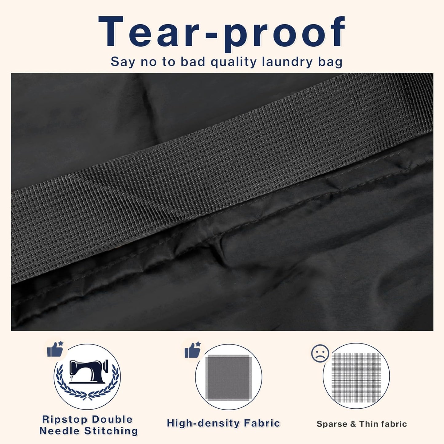 2-Pack Backpack Laundry Bags, Heavy Duty Laundry Bag Backpacks with Adjustable Shoulder Straps, Door Hanging Washing Bag, Laundry Hamper Lining for College Dorm, Travel, Laundromat